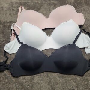 Maidenform Black, White, and Pink Bras